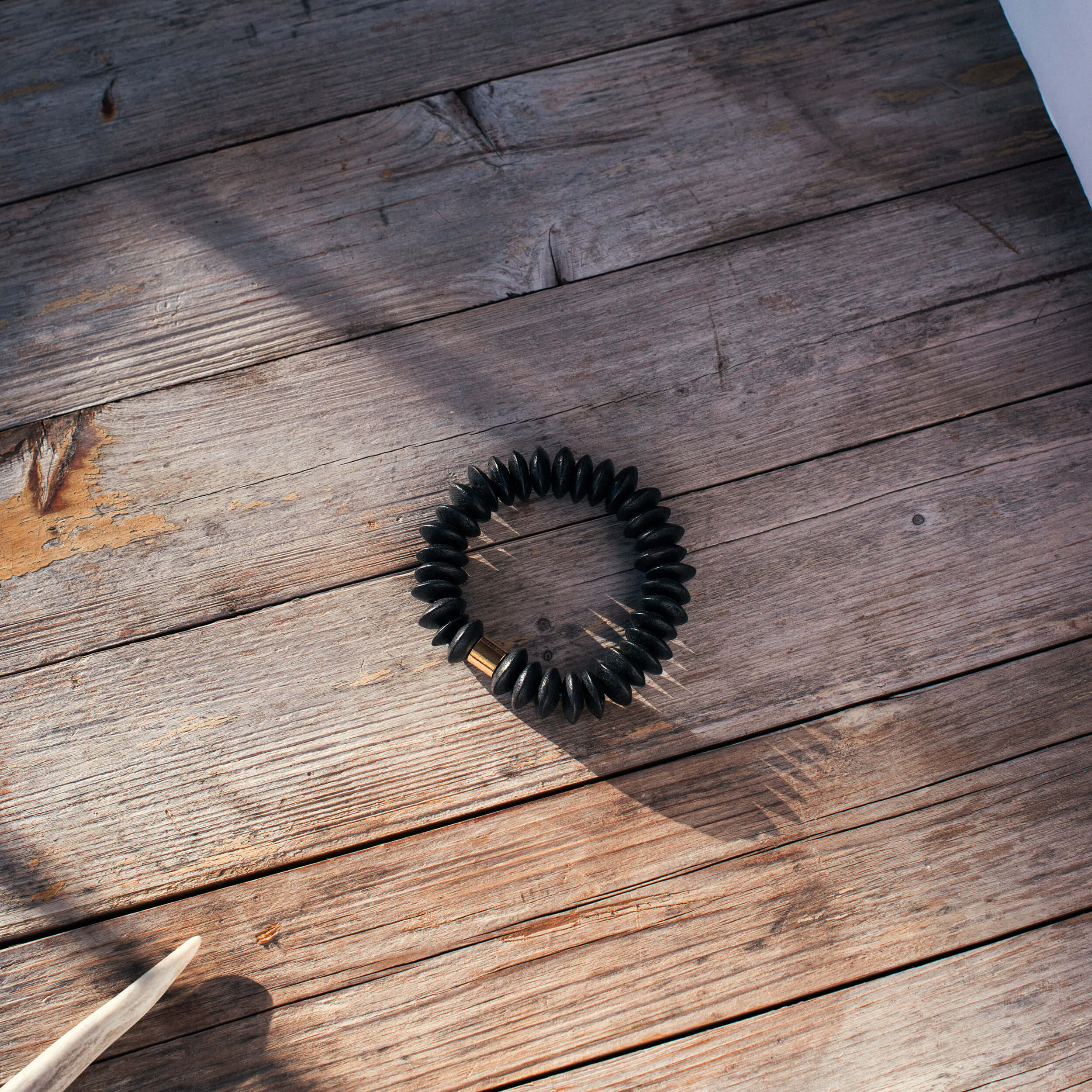 Black Wood Disk Bracelet