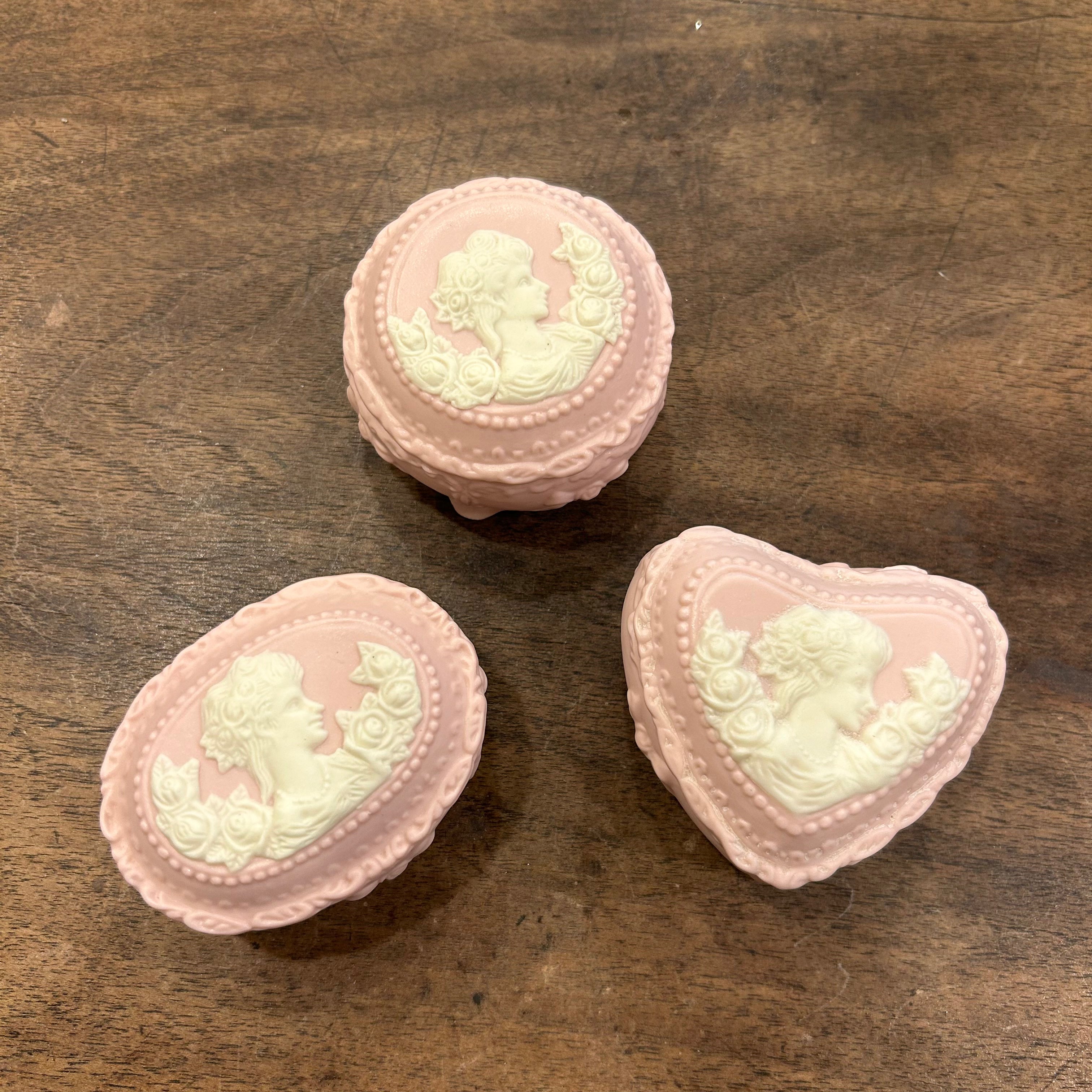 Vintage Pink Ceramic Vanity Boxes