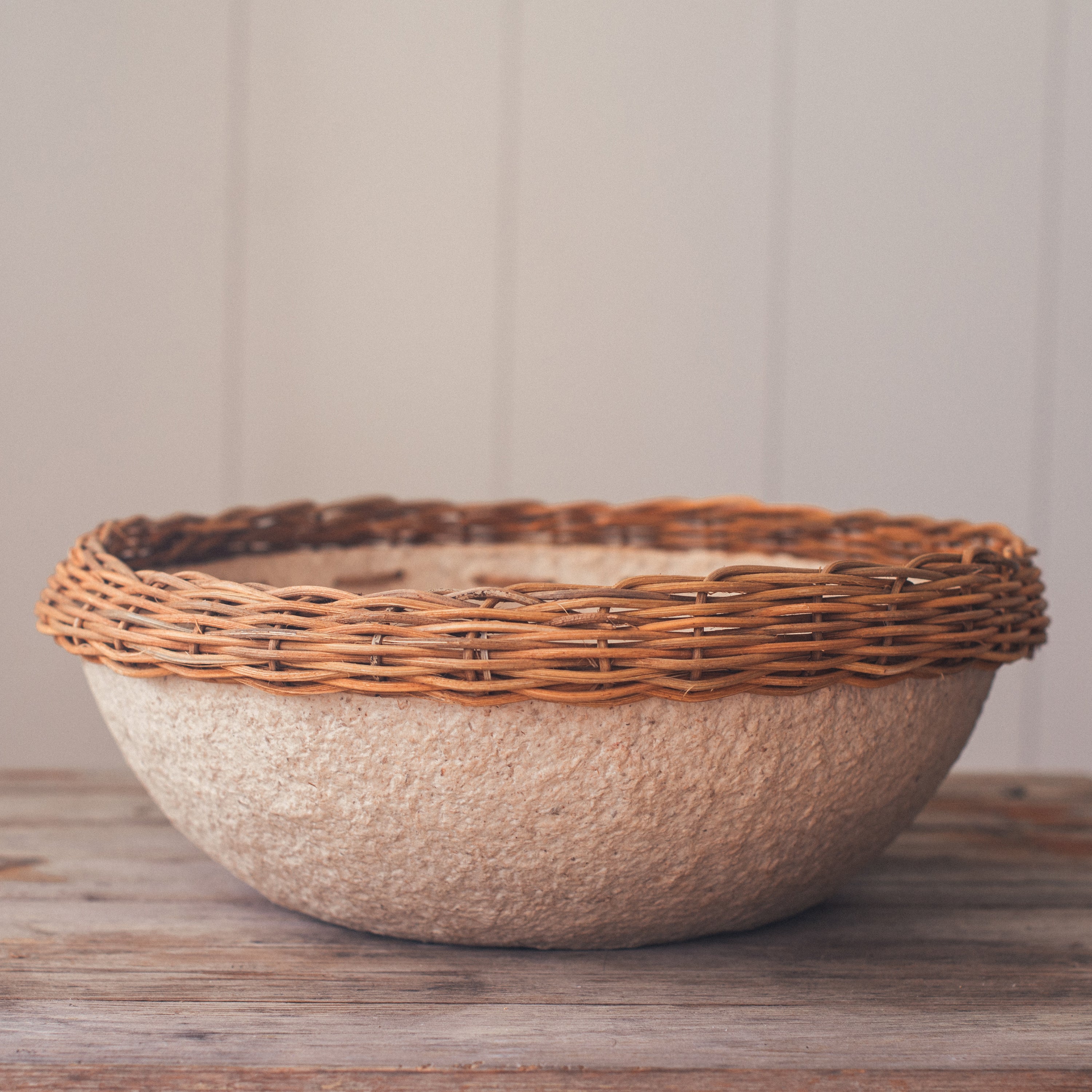 Large Rattan Paper Mache Bowl