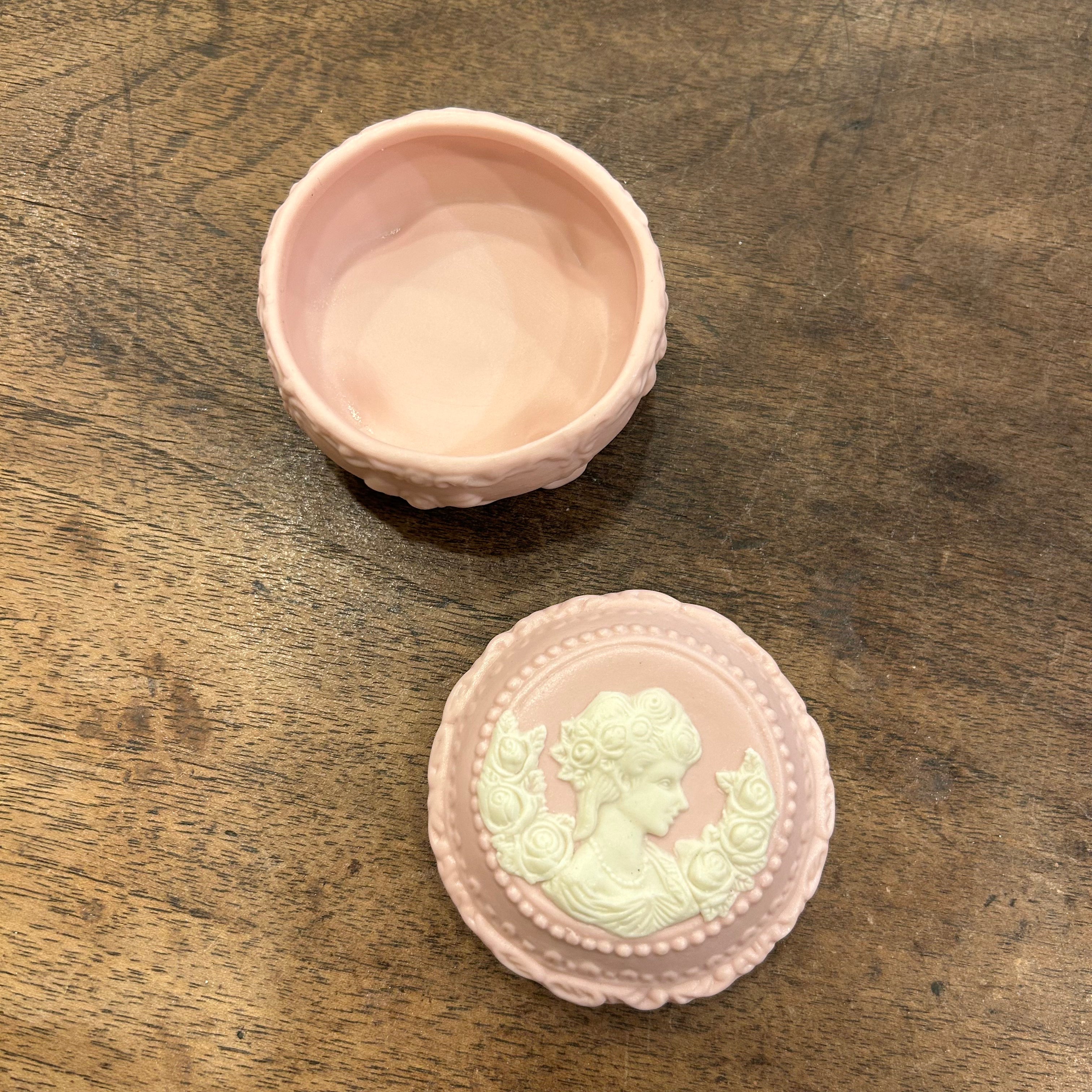 Vintage Pink Ceramic Vanity Boxes