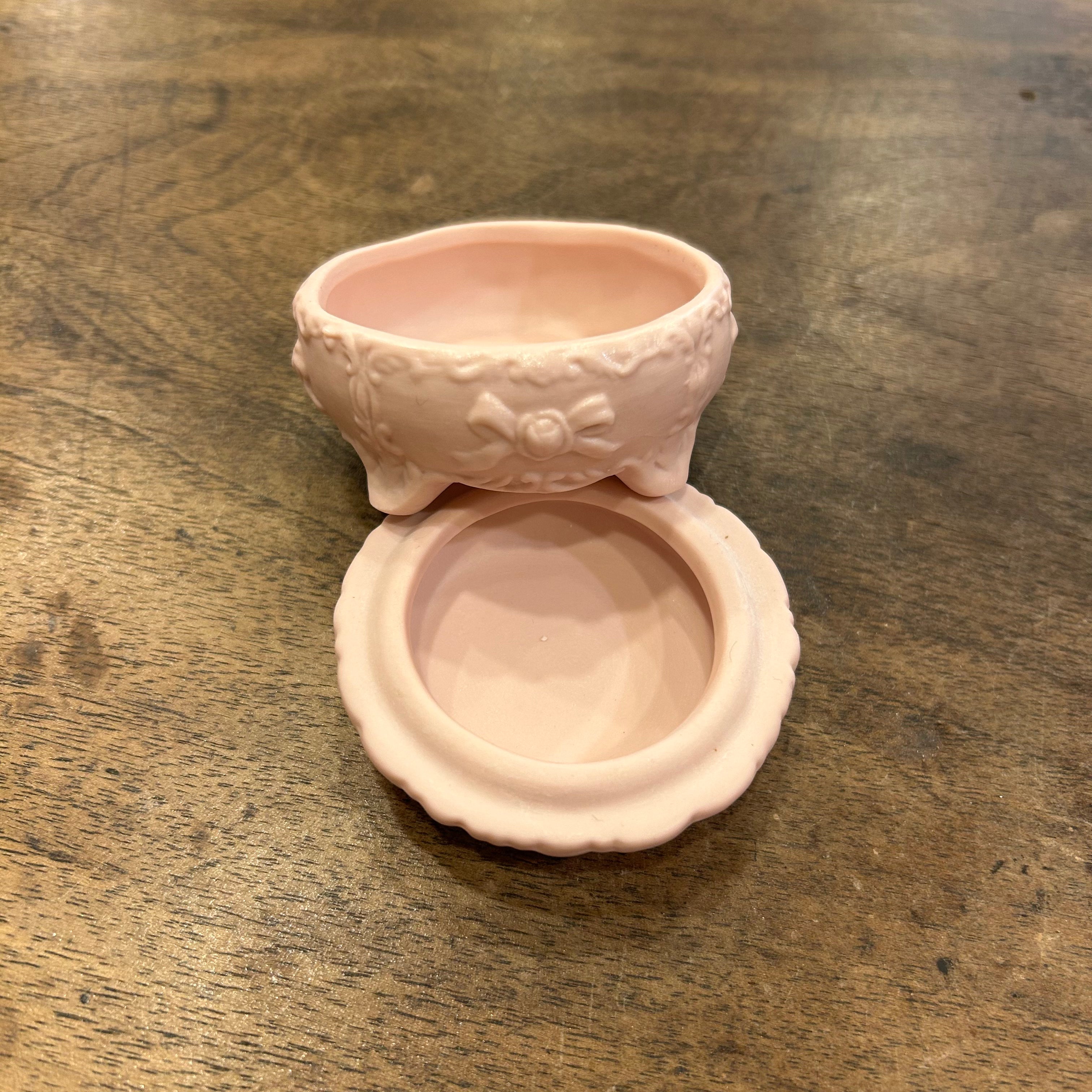 Vintage Pink Ceramic Vanity Boxes