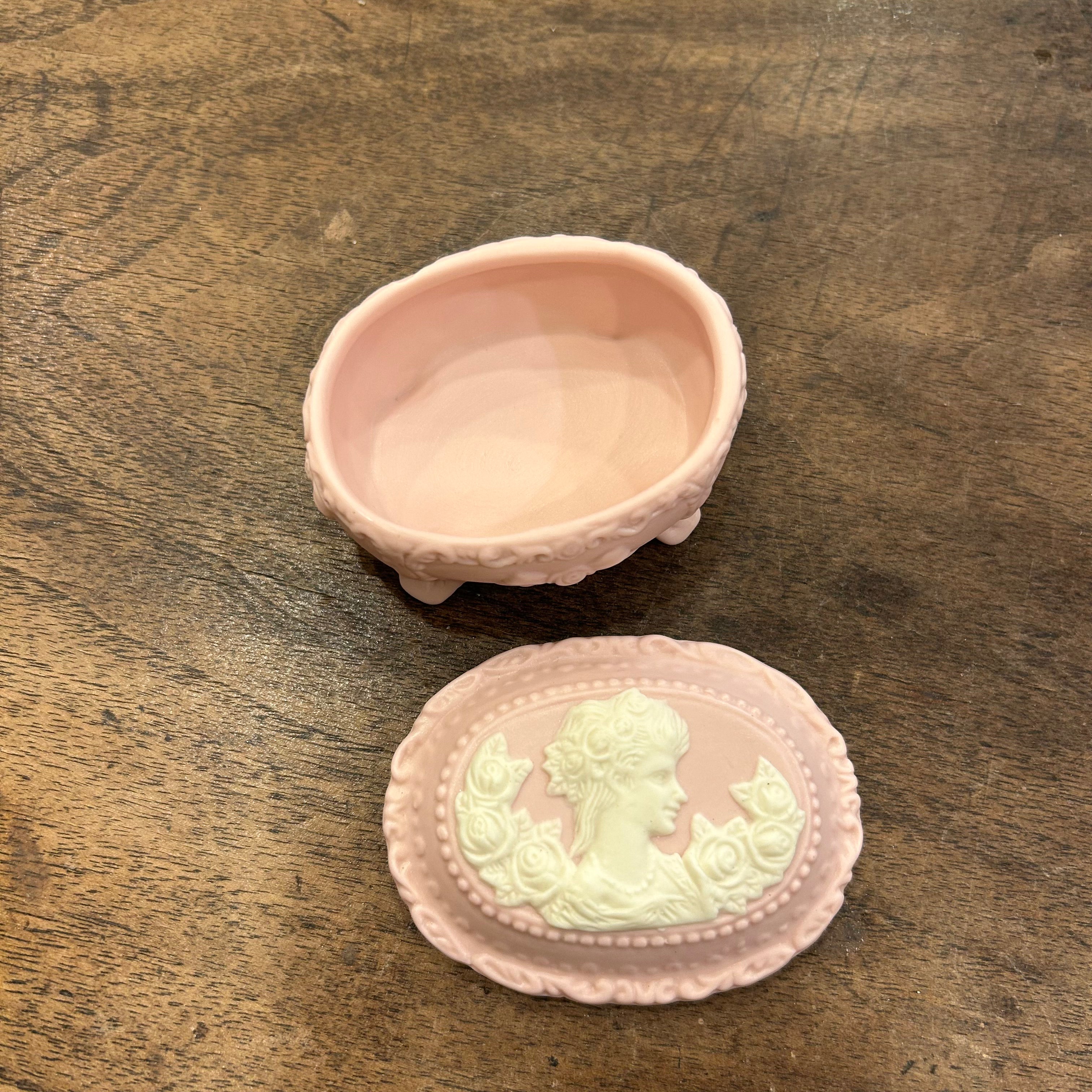 Vintage Pink Ceramic Vanity Boxes